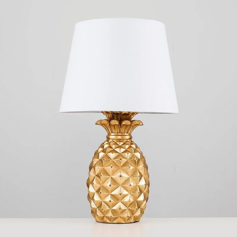 ValueLights Pineapple Pair of Gold Table Lamp Gold