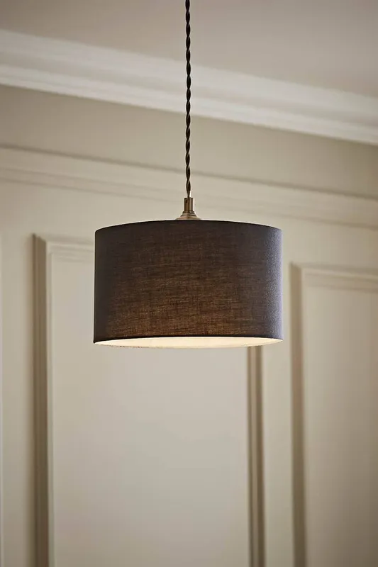 ValueLights Reni Charcoal Grey Fabric Easy Fit Drum Ceiling Lamp Shade Size: Large Charcoal Large
