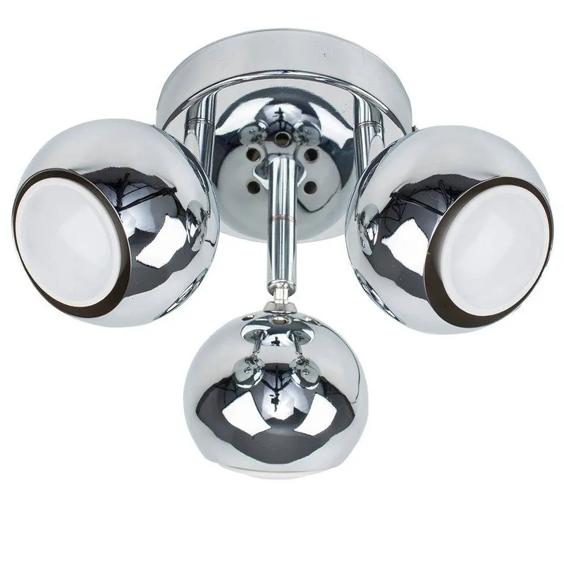 ValueLights Retro Eyeball 3 Way Silver Ceiling Bar Spotlight Silver