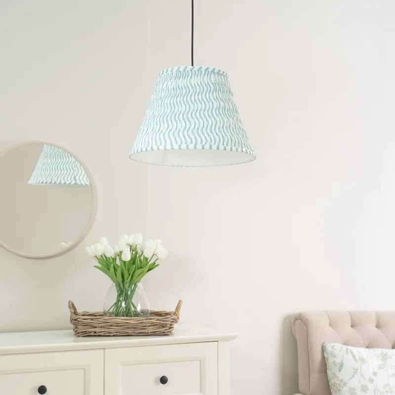 ValueLights Riza Tapered Fabric Pleated Easy Fit Large Lamp Shade in Green - Green