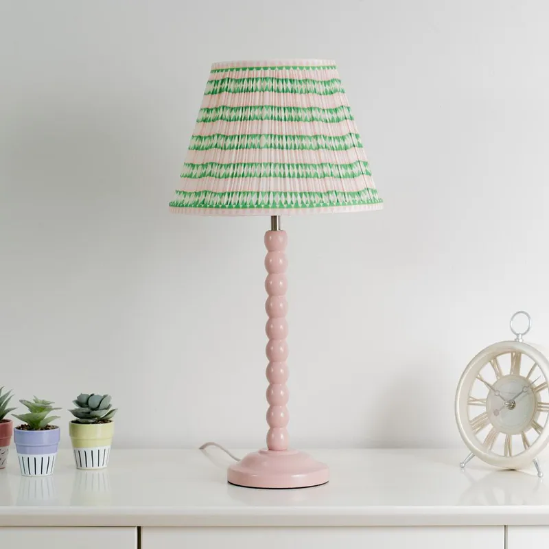 ValueLights Riza Tapered Fabric Pleated Easy Fit Small Lamp Shade in Pink - Pink