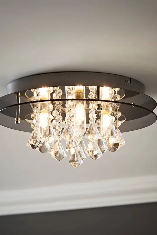 ValueLights Romano Clear Ceiling Light (Flush) - Clear