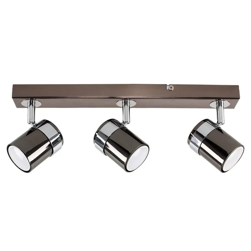 ValueLights Rosie Spotlight 3 Way Black Chrome Ceiling Bar Spotlight Black