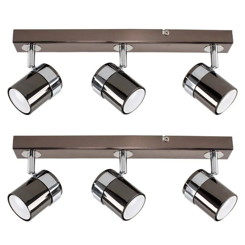 ValueLights Rosie Spotlight Pair of 3 Way Black Ceiling Bar Spotlight - Black