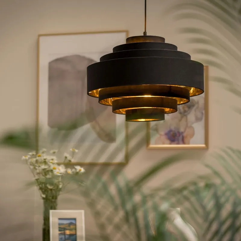 ValueLights Sette Black Ceiling Pendant Shade - Black