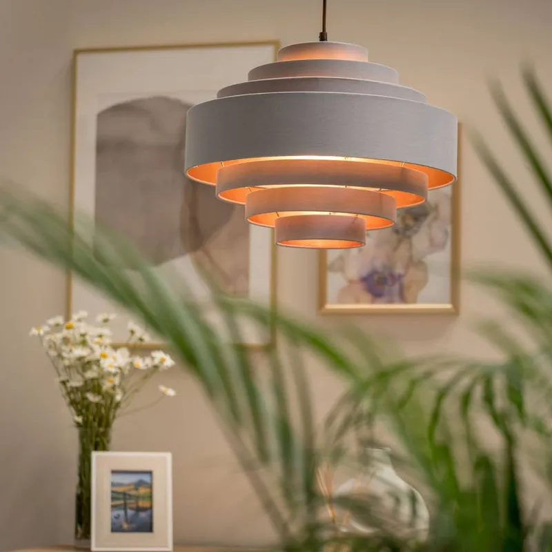 ValueLights Sette Grey Ceiling Pendant Shade - Grey