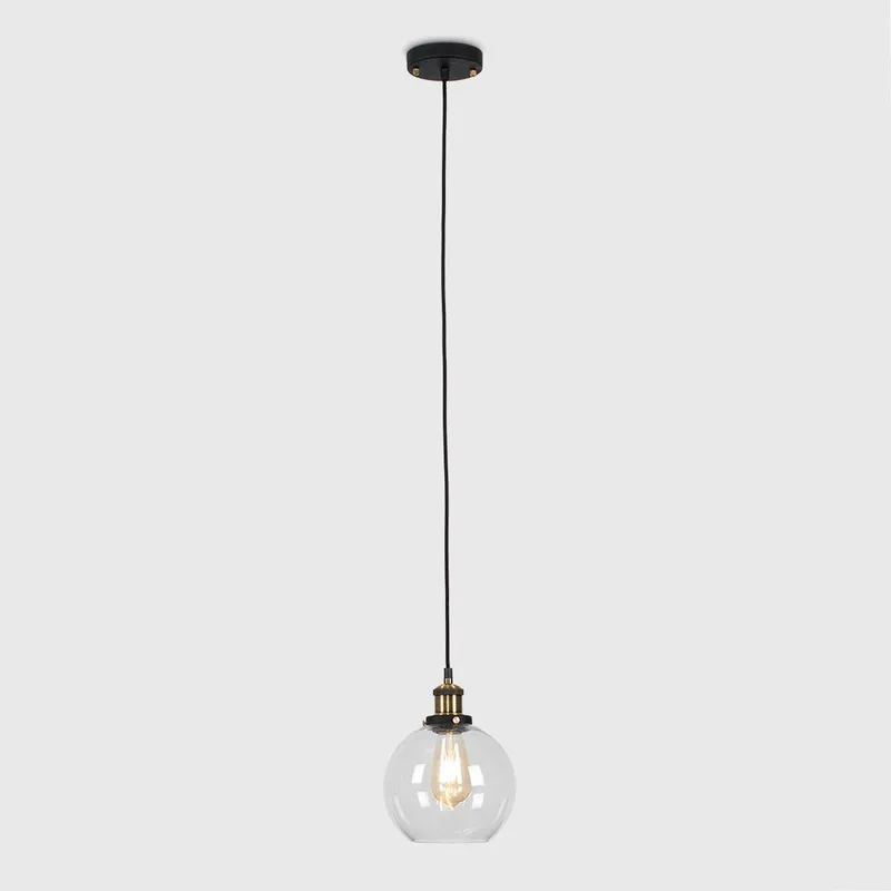 ValueLights Sheridan Industrial Glass Bowl Gold Trim Black Ceiling Pendant Light & LED Bulb Black
