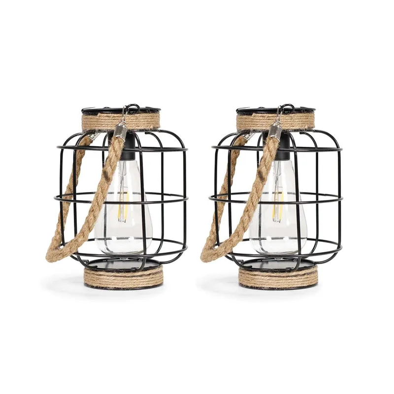 ValueLights Solar Black Outdoor Lantern Black