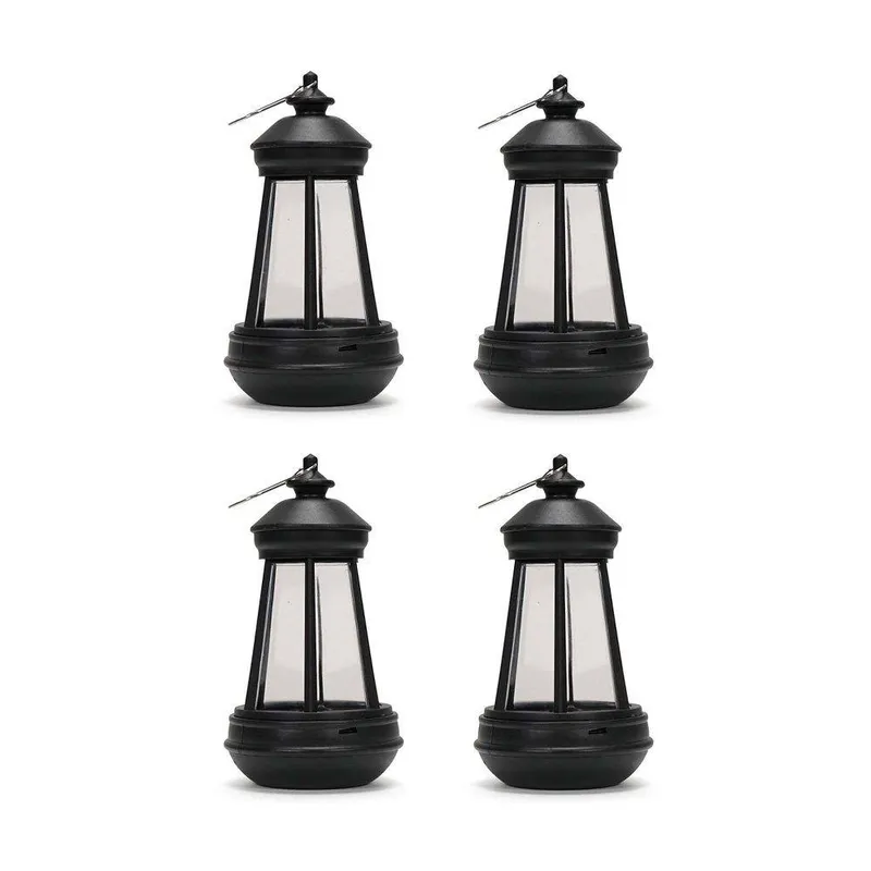 ValueLights Solar Black Outdoor Lantern Black