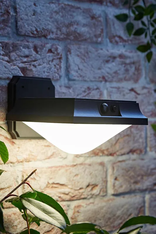 ValueLights Solar Powered LED Matte Black Sensor Outdoor Wall Light Black