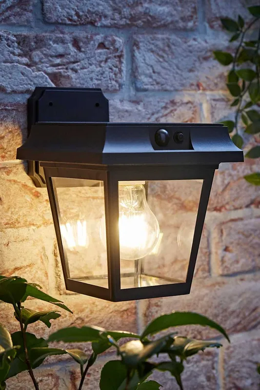 ValueLights Solar Powered LED Matte Black Sensor Outdoor Wall Light - Black