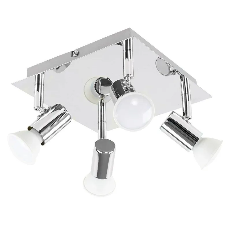ValueLights Spotlight 4 Way Silver Ceiling Plate Spotlight - Silver