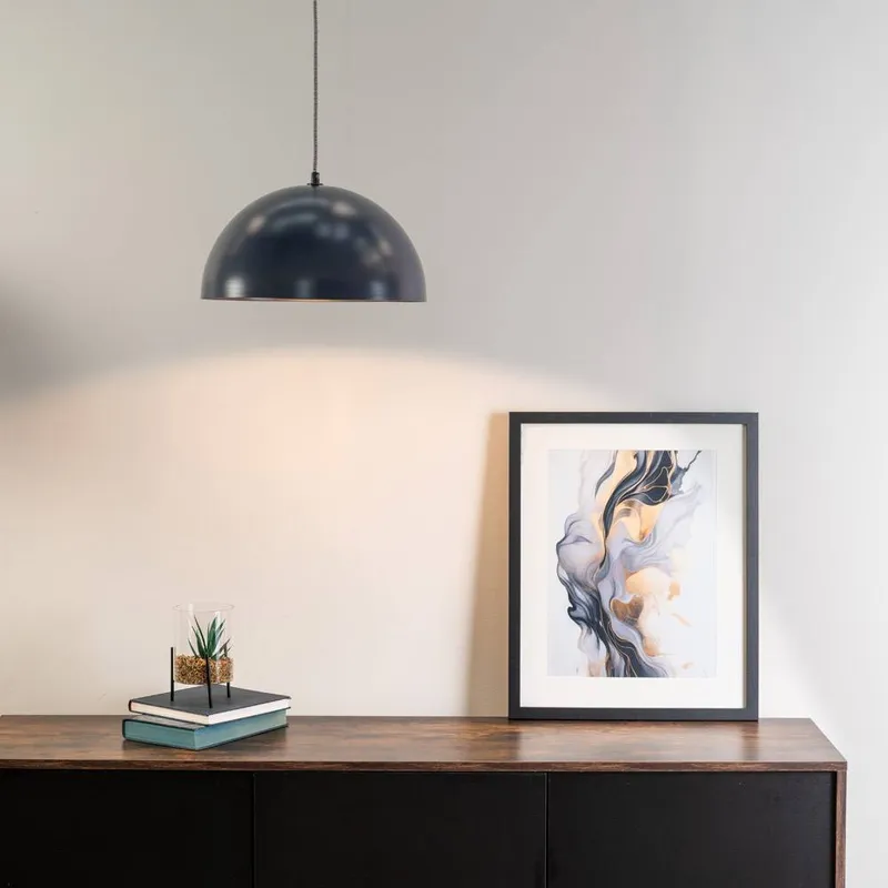 ValueLights Stassi Mushroom Dome Metal Drop Hanging Pendant Ceiling Light in Navy Navy