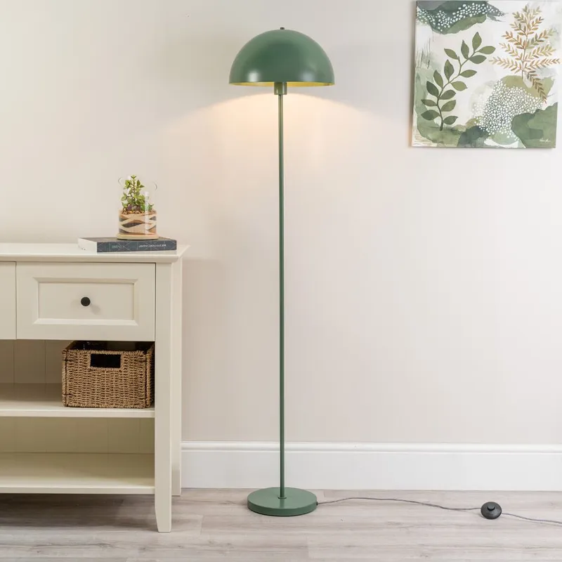 ValueLights Stassi Mushroom Dome Metal Freestanding Floor Lamp Light in Bottle Green Bottle Green