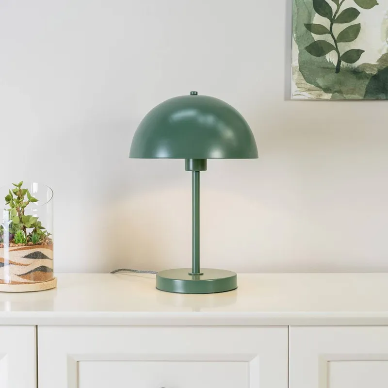 ValueLights Unisex Stassi Mushroom Dome Metal Table Lamp Light in Bottle Green Bottle Green female