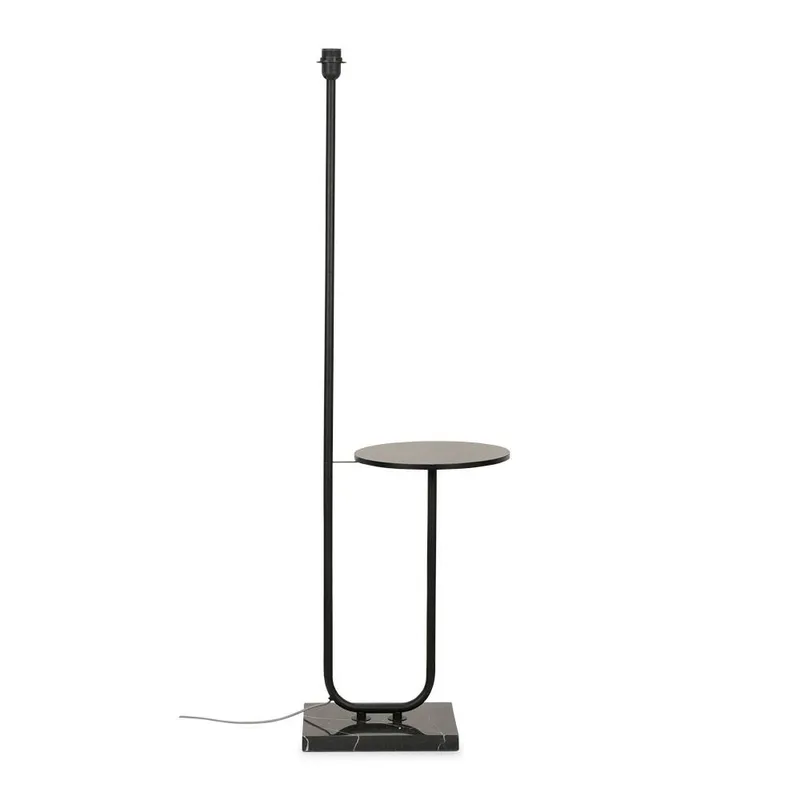ValueLights Tavel Black & Marble Floor Lamp Base With Built In Side Table Black
