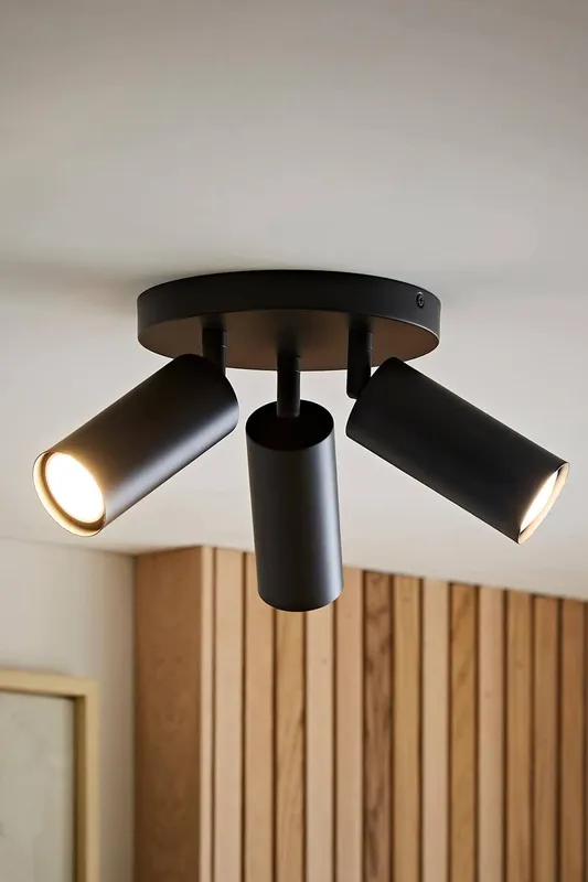 ValueLights Taylor Matte 3 Way Adjustable Tube Spotlight Ceiling Light in Black Black
