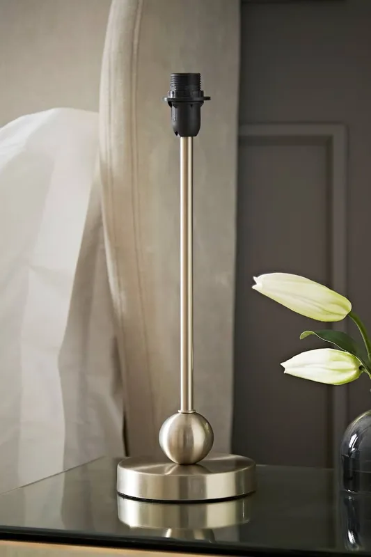 ValueLights Theydon Brushed Chrome Table Lamp Base in Metallic Silver - Metallic Silver