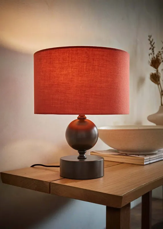 ValueLights Unisex Anthony Candlestick Table Lamp w/ Fabric Drum Lamp Shade in Light Red Light Red One Size female