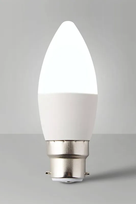 ValueLights B22 Pack of 6 4W Candle Warm White LED Bulbs - White