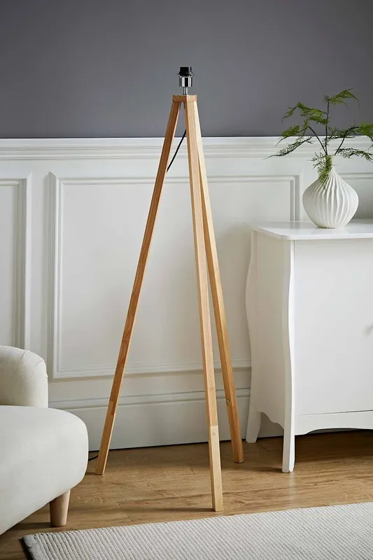ValueLights Barbro Tripod Floor Light Lamp - Base Only in Light Brown - Light Brown