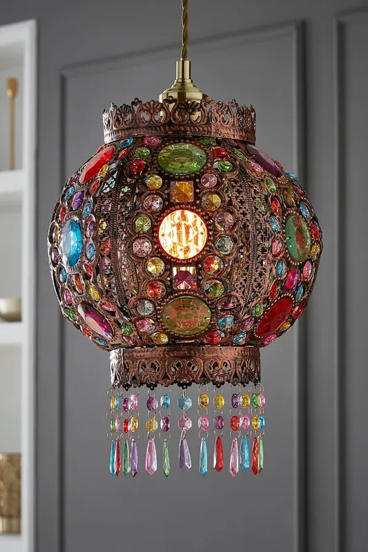 ValueLights Unisex Bazaar Moroccan Jewelled Bronze Easy Fit Ceiling Pendant Lamp Shade Bronze One Size female