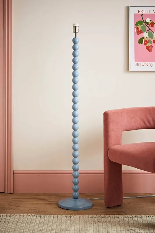 ValueLights Bobbins Powder Blue Freestanding Floor Lamp Base Light in Pale Blue - Pale Blue