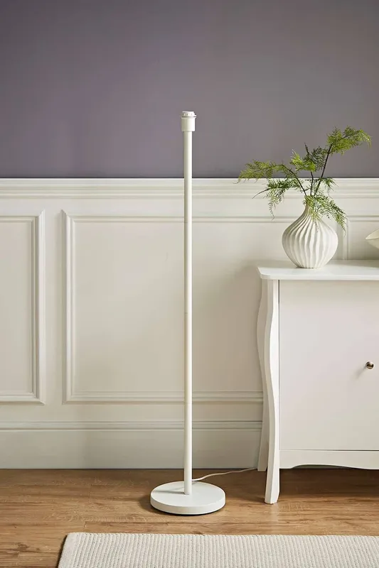 ValueLights Charlie White Metal Single Stem Floor Lamp Base - White