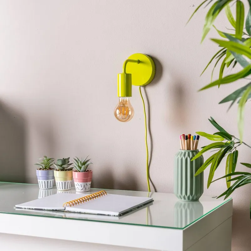 ValueLights Colour Pop Plug-In Wall Light in Lime - Lime