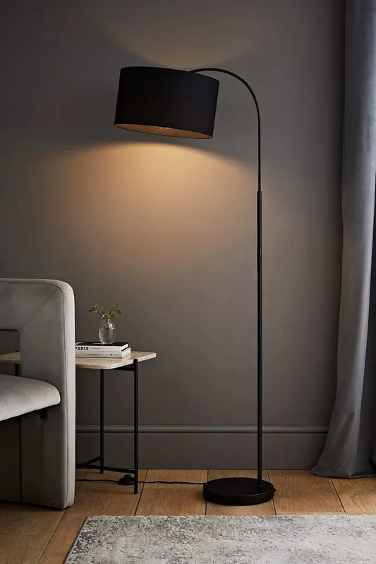ValueLights Curva Black Floor Lamp Base Black