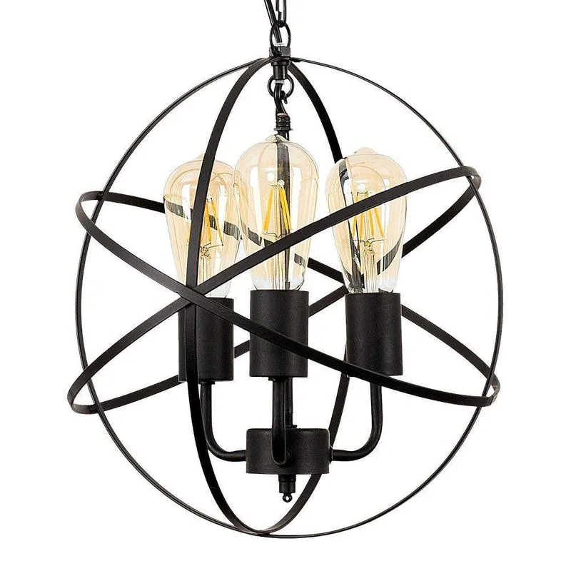 ValueLights Dalton Industrial 3 Way Black Ceiling Light Pendant Black