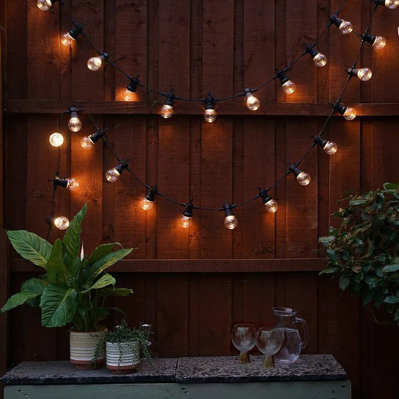 ValueLights Festoon 10 Set Black Outdoor String Festoon Light - Black