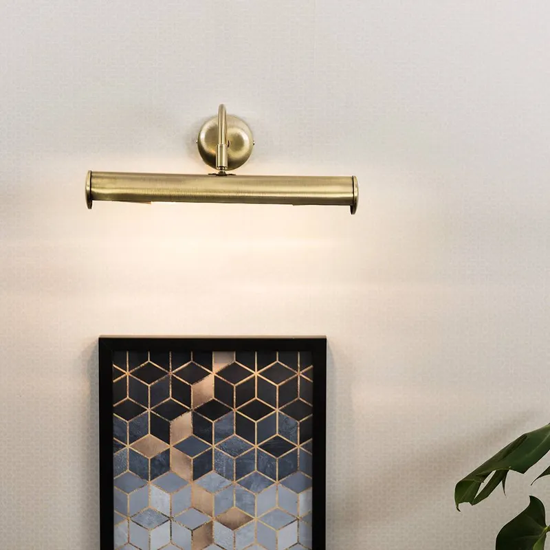 ValueLights Gemini Pair of Antique Brass Indoor Wall Picture Lights in Gold Gold