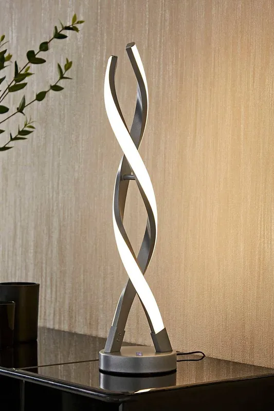 ValueLights Unisex Infinity Matte Double Twist Integrated LED Table Lamp in Grey Grey female
