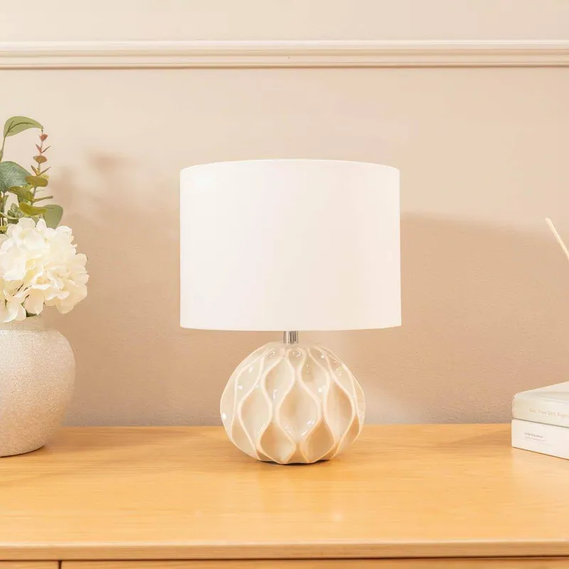 ValueLights Luca Natural Ceramic Table Lamp Natural