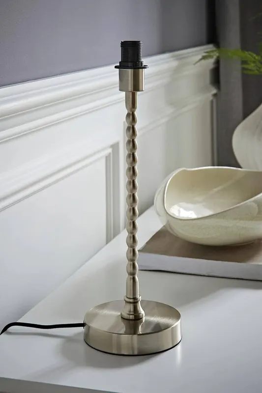ValueLights Maeve Bobbin Bobbled Metal Table Lamp Base in Silver - Silver