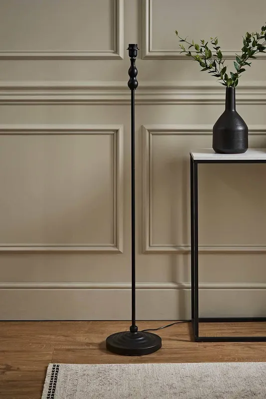 ValueLights Maggie Metal Candlestick Slim Floor Lamp Base in Black - Black
