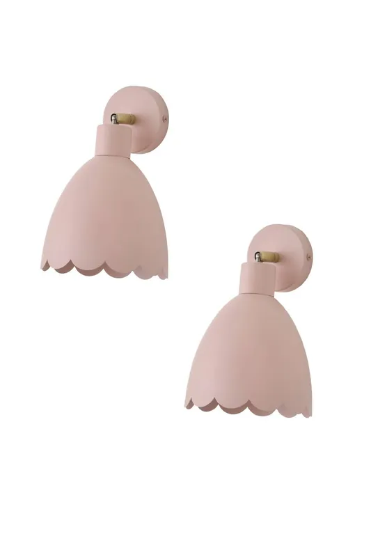 ValueLights Millie Pair of Flower Style Scallop Adjustable Wall Lights in Pale Pink - Pale Pink