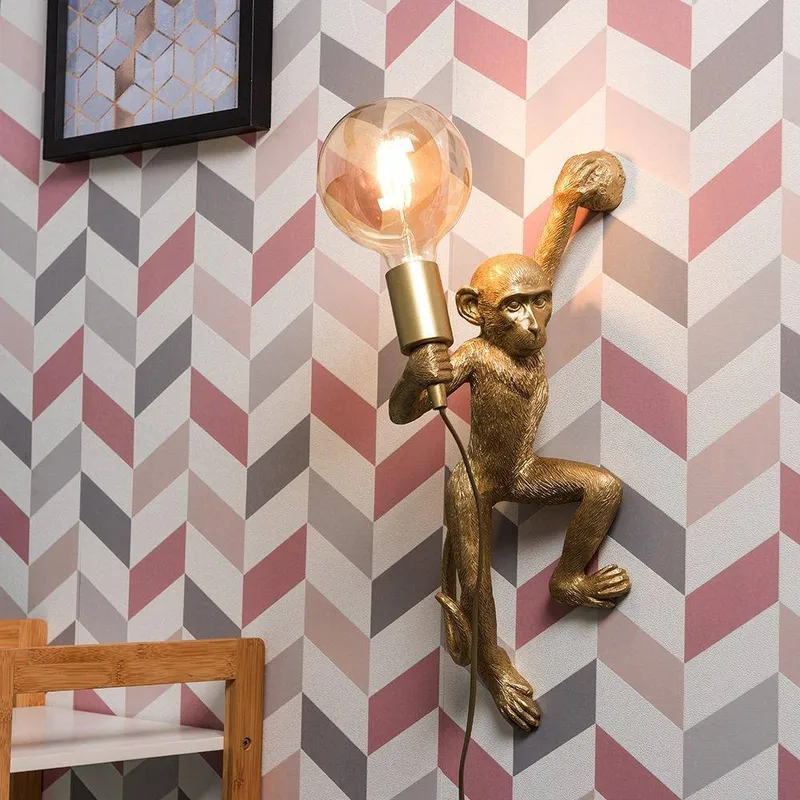 ValueLights Unisex Monkey Gold Indoor Wall Light Gold female