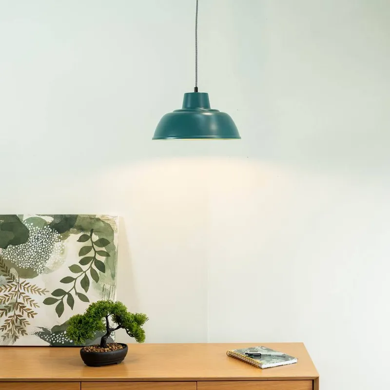 ValueLights Unisex Morris Metal Drop Hanging Pendant Ceiling Light in Blue Blue One Size female