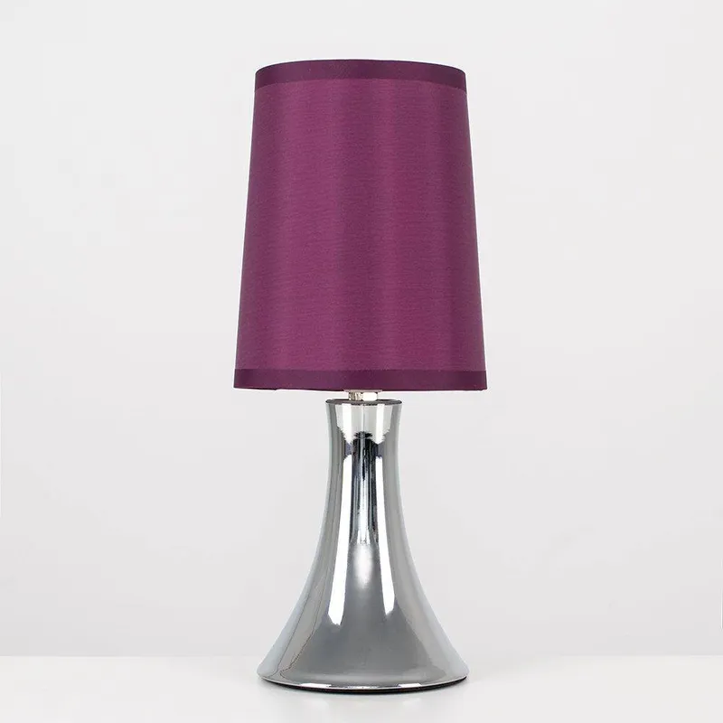 ValueLights Pair of Silver Table Lamps Touch On/Off Silver
