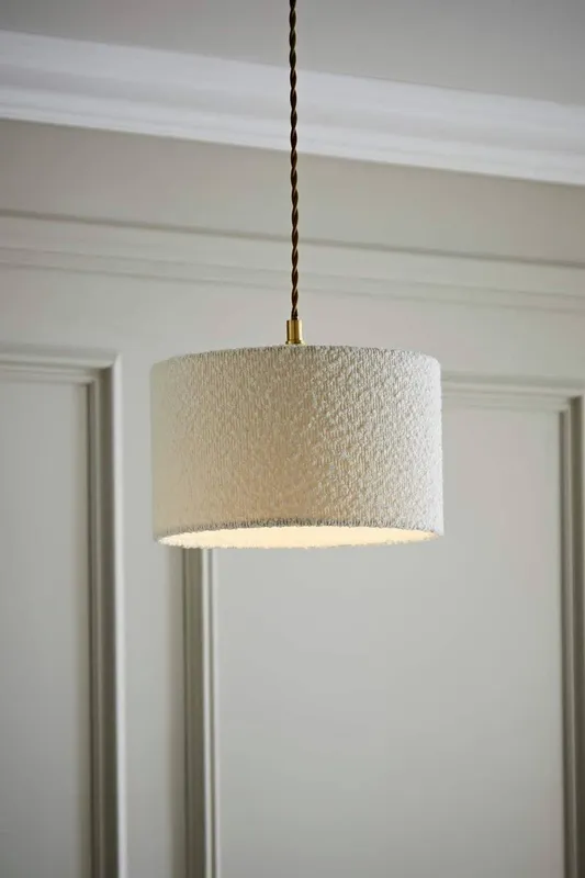 ValueLights Reni Cream Boucle Easy Fit Drum Ceiling Lamp Shade Size: Small Cream Small