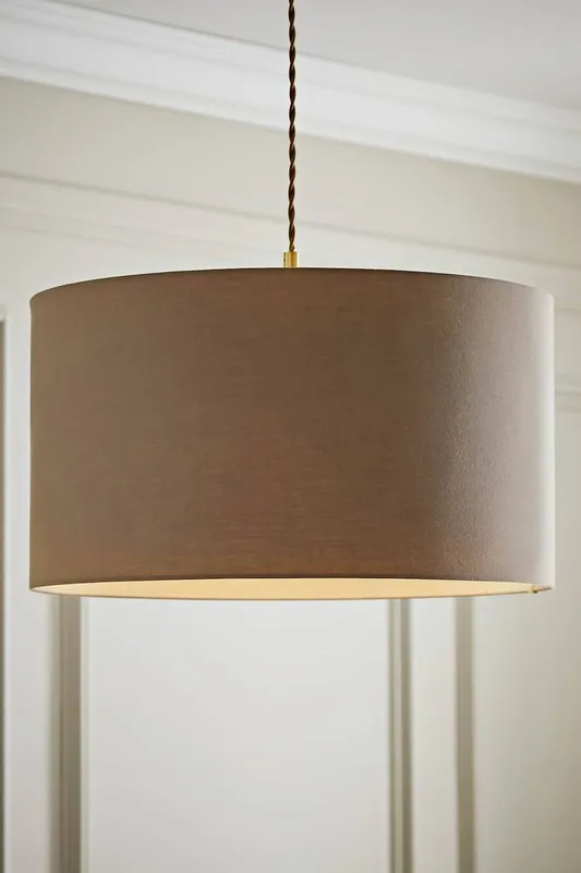 ValueLights Reni Taupe Fabric Easy Fit Drum Ceiling Lamp Shade in Beige Size: Large Beige Large