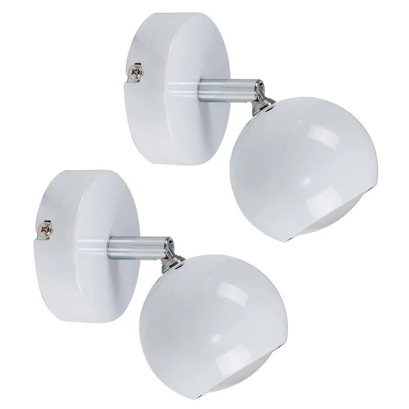 ValueLights Unisex Retro Eyeball Spotlight Pair of White Indoor Wall Spotlight White One Size female