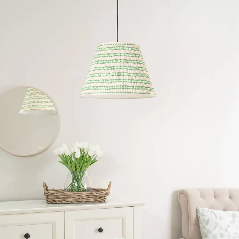 ValueLights Riza Tapered Fabric Pleated Easy Fit Large Lamp Shade in Pink Pink
