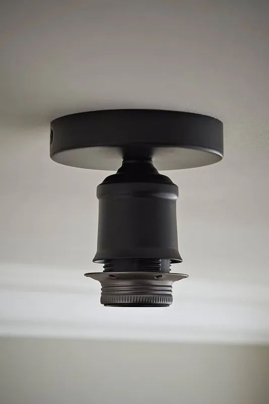 ValueLights Shaw Flush Brushed Brass, Chrome, Gold & Black Ceiling Light Fitting Black