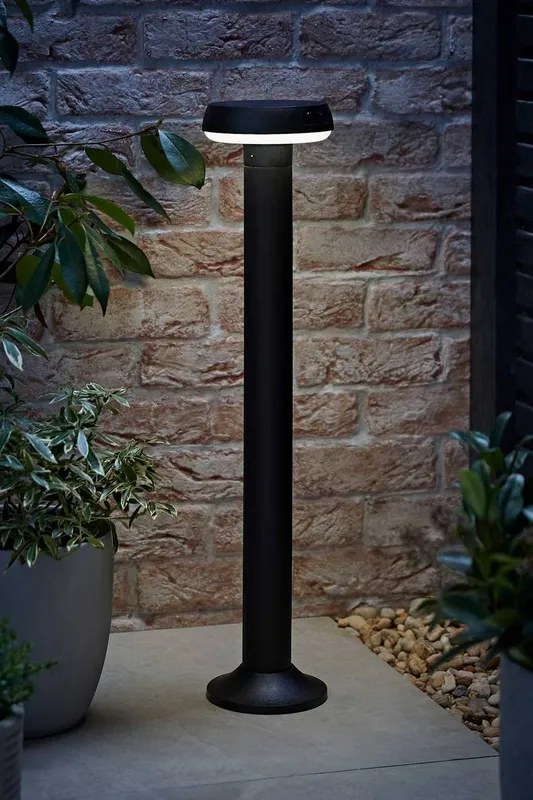 ValueLights Solar Powered LED Matte Black Sensor Outdoor Bollard Light - Black