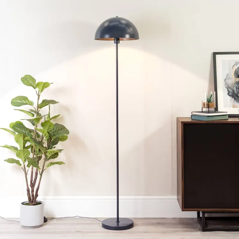 ValueLights Stassi Mushroom Dome Metal Freestanding Floor Lamp Light in Navy - Navy