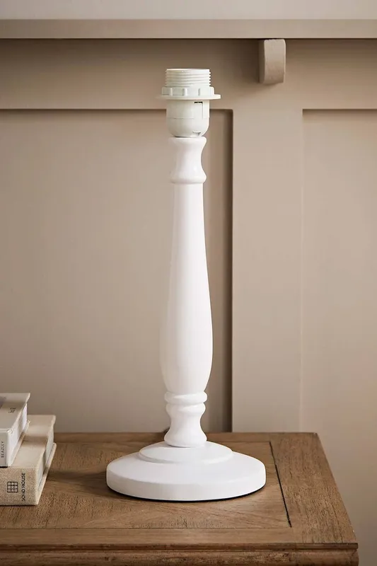 ValueLights Victoria Traditional Wooden Stem Table Lamp Base in White - White