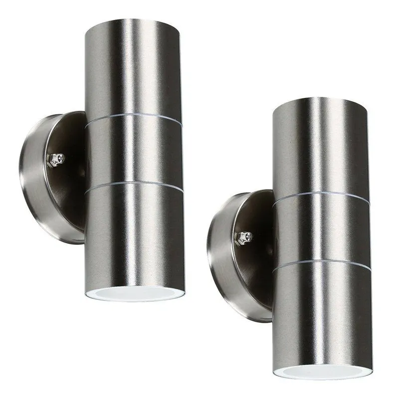 ValueLights Up Down Pair of Silver Outdoor Wall-Up Down Light Silver